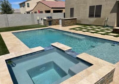 New pool and spa turf and bbq